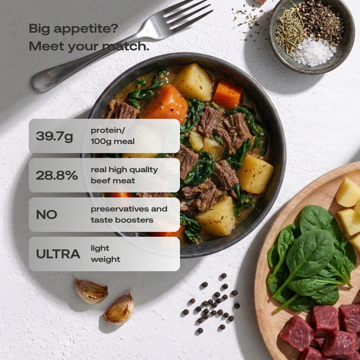 Beef with Spinach and Potatoes