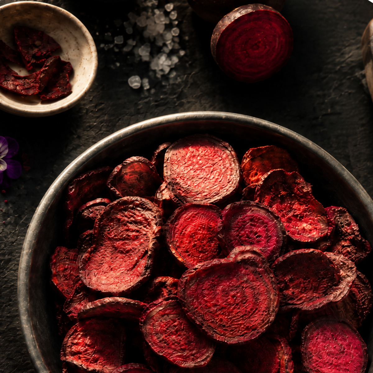 Gefriergetrocknete Rote-Bete-Chips – Natürlicher Gemüse-Snack