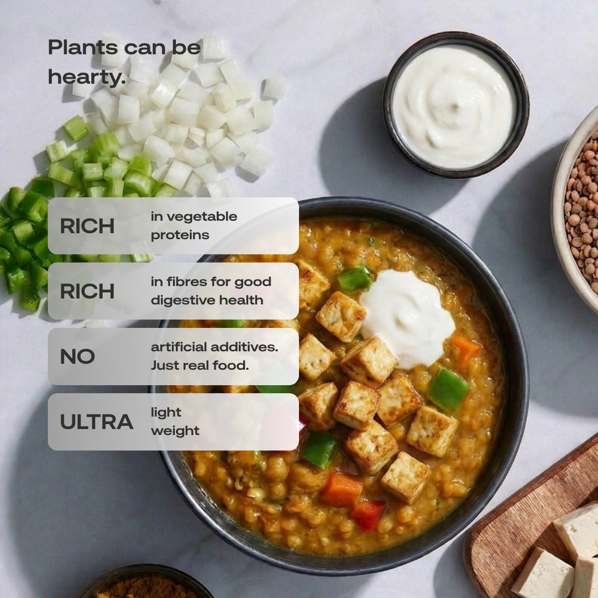 Linsen mit Tofu